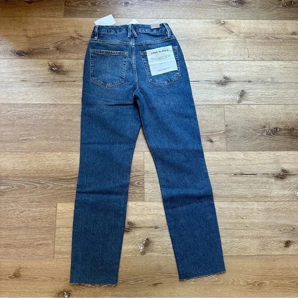 NWT Good American Good Classic High Rise Gap Proof Medium Wash Jeans Size 0/25